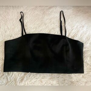 Zara Goth Clean Girl Chic Modern Satin Bandeau Y2K Micro Crop Tank Top Black M